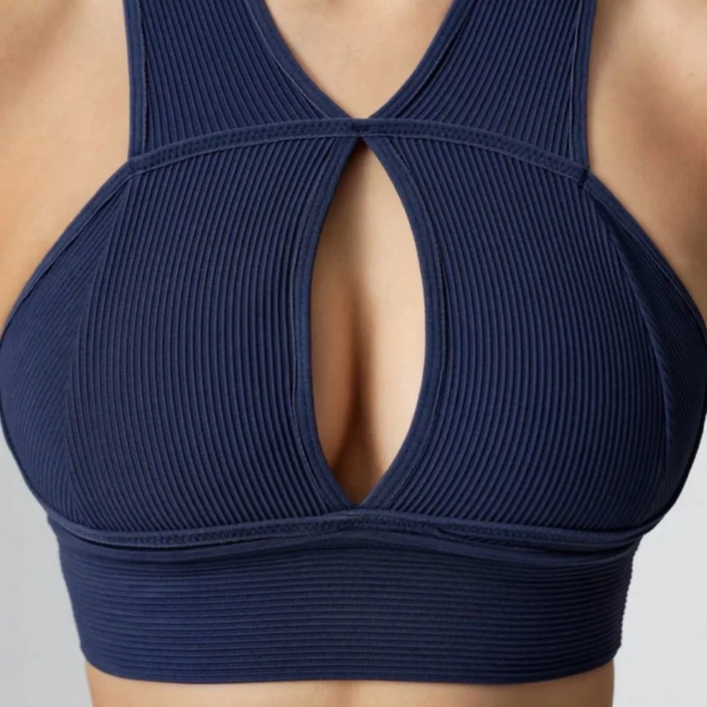 BuffBunny Blue Sphynx Ribbed Sports Bra Size Small‎ Sports Athletic Yoga Gym